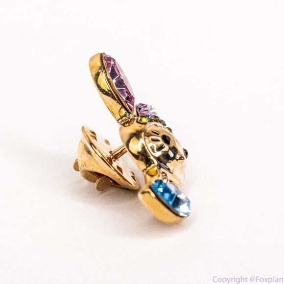 Sparkly Easter Rabbit Chest pin brooch, color: Pink, blue and gold. - Picture 7 of 8